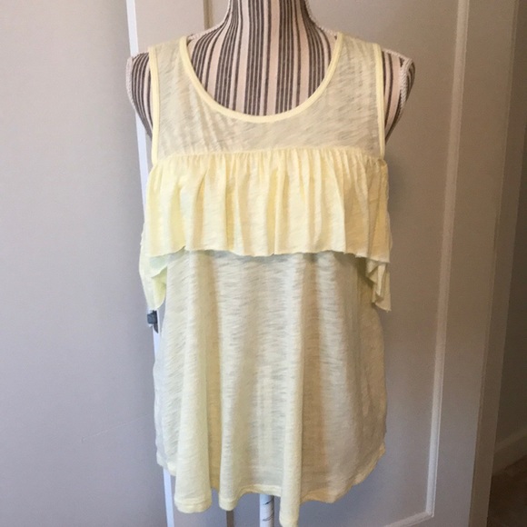 Yellow Cold Shoulder Ruffle Top - Picture 2 of 8
